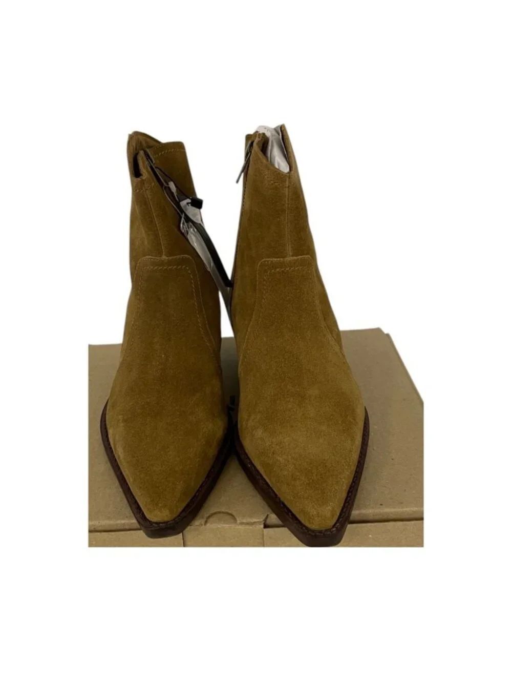 Mango Womens Cruce Ankle Boots EU 38 US 7 Tan Suede Western Pointed NWB - Picture 2 of 10